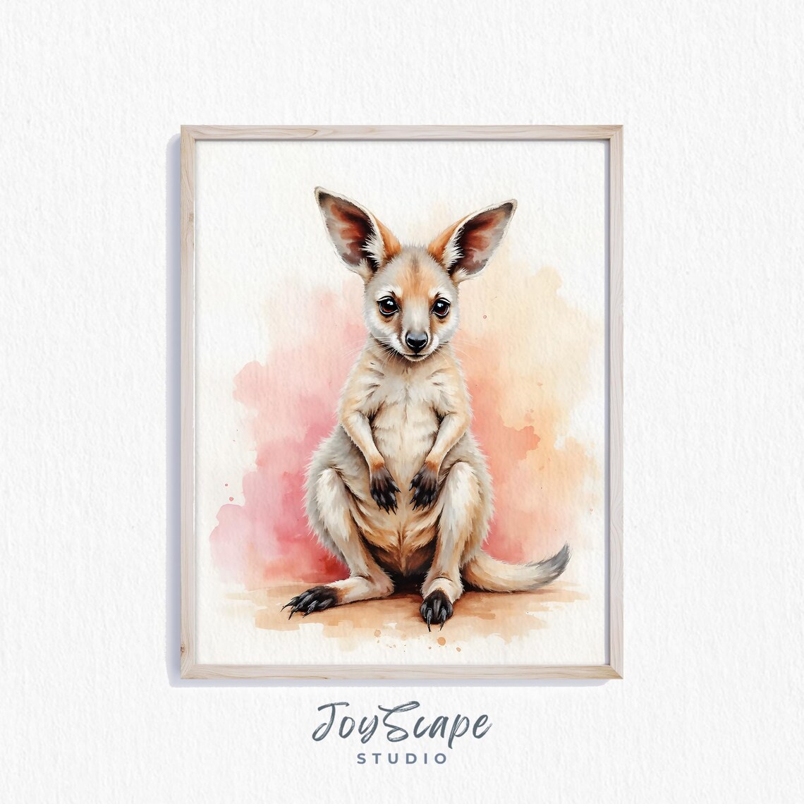 Baby Kangaroo Joey Cute Kids Room Watercolor Nursery Animal Poster