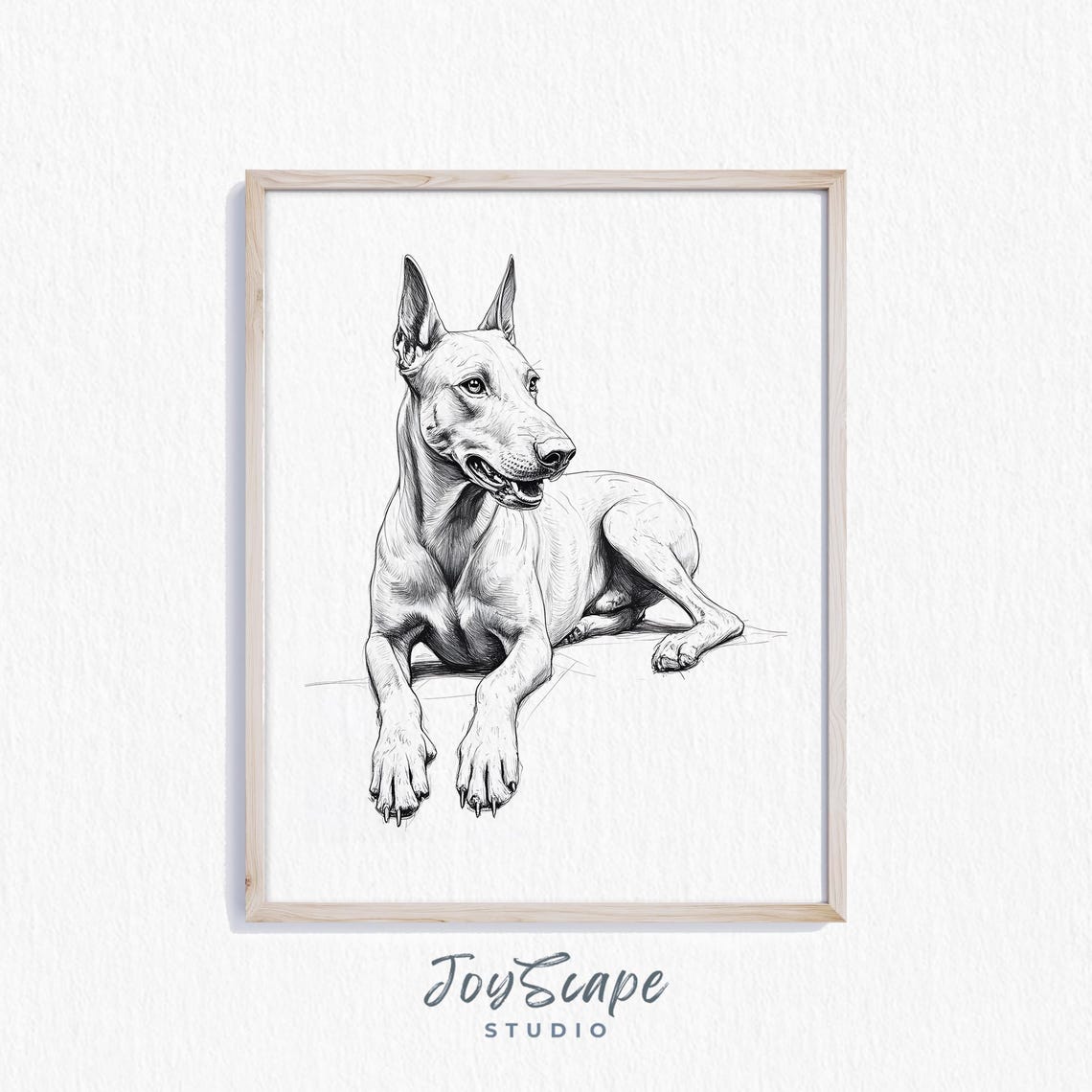 Doberman Pinscher Sketch Lying Down Black and White Dog Poster