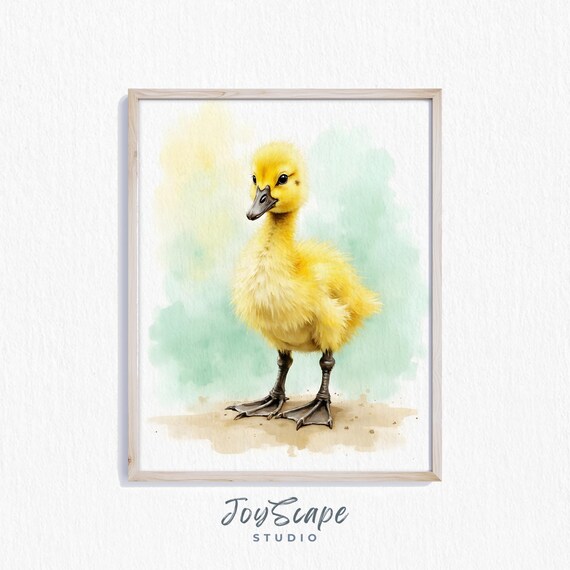 Baby Goose Gosling Soft Watercolor Farmhouse Nursery Animal Poster