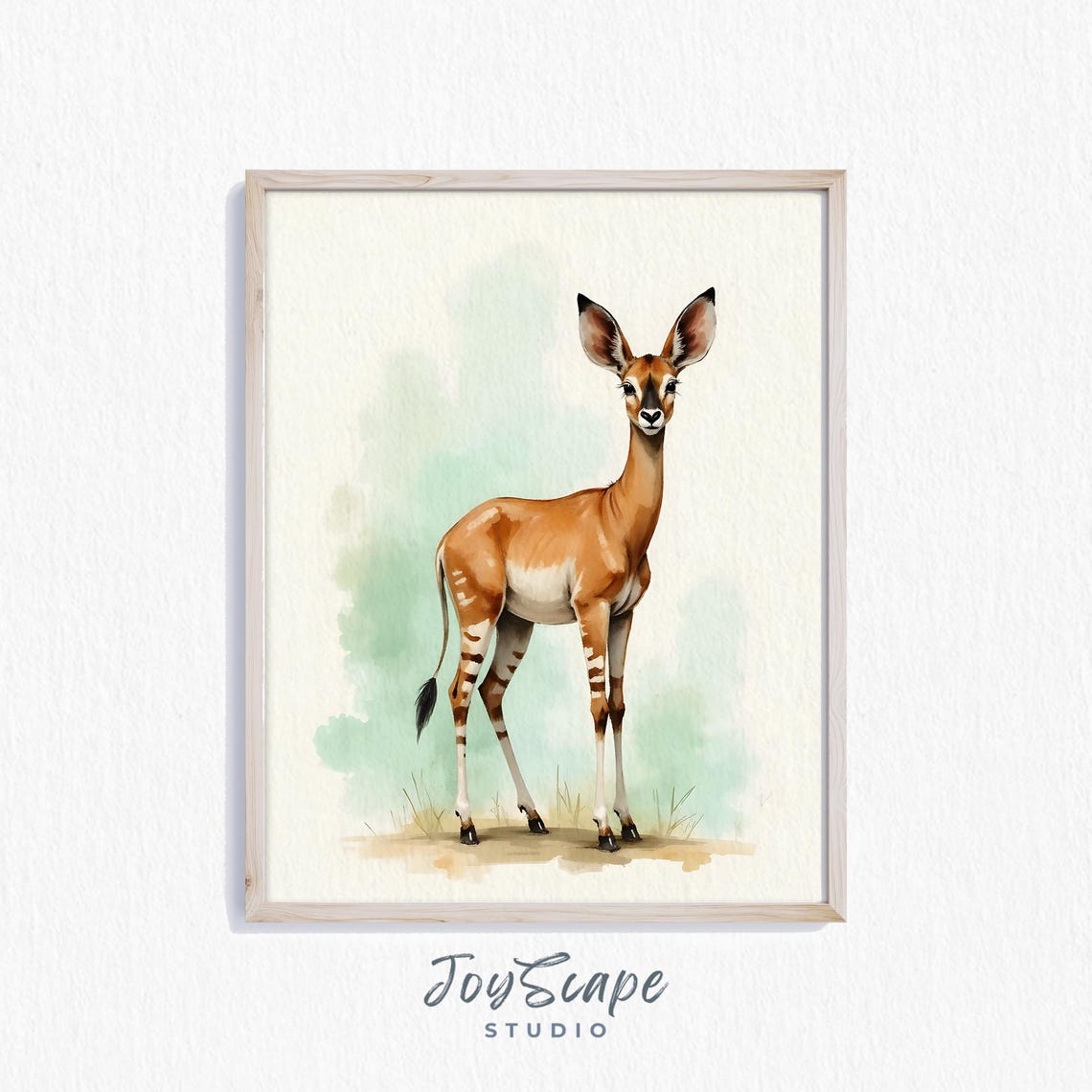 Okapi Watercolor Art Elegant African Animal Nursery Decor Poster