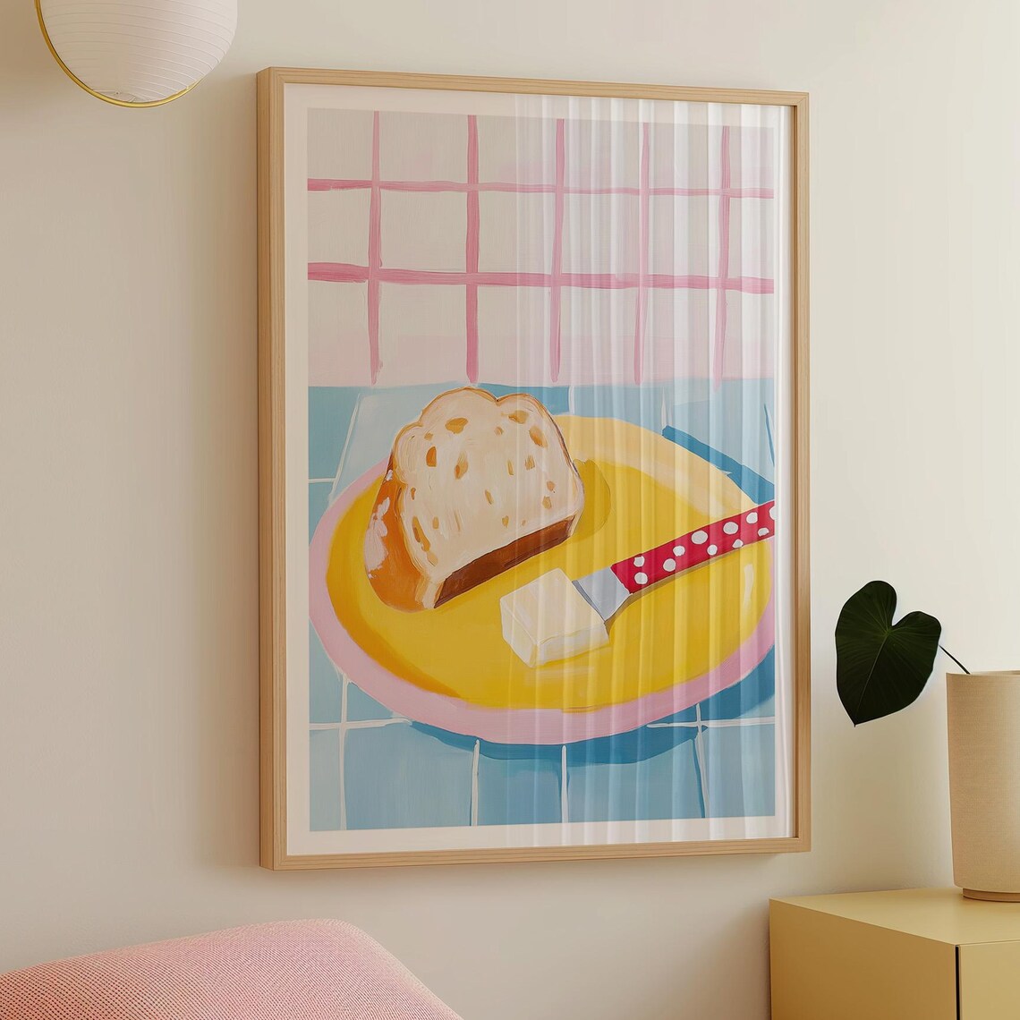 Bread And Butter Pastel Retro Baking Art Print