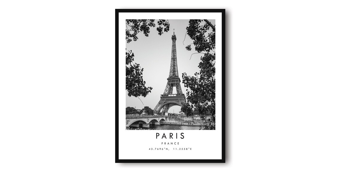 Paris Travel Poster, France Black And White Art