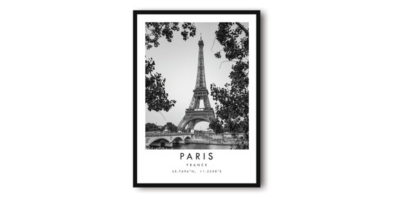 Paris Travel Poster, France Black And White Art