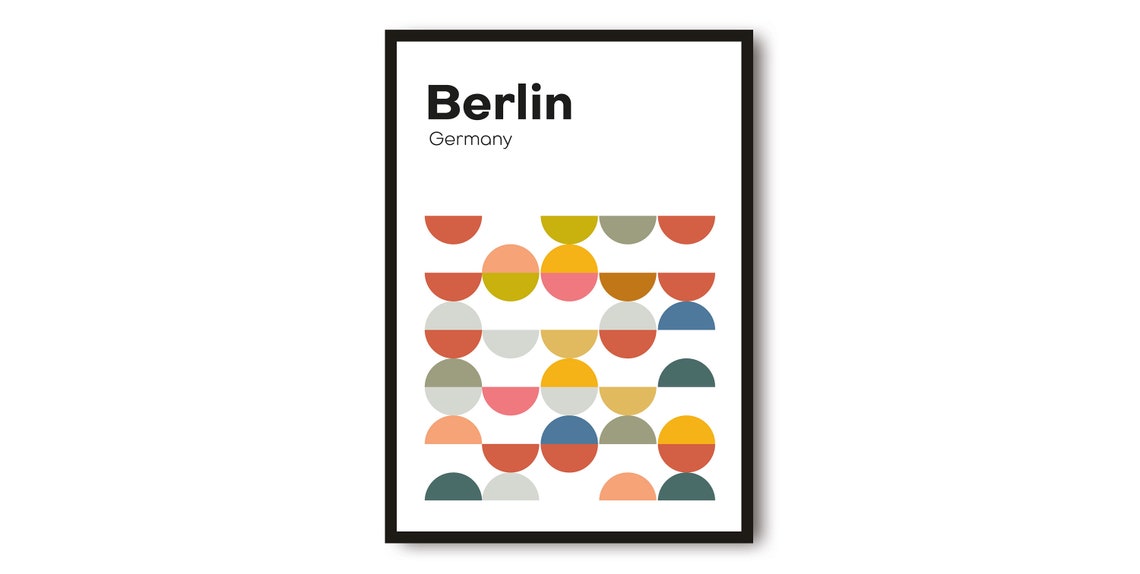 Berlin Germany Geometric Semicircle Pattern Modern Travel Poster