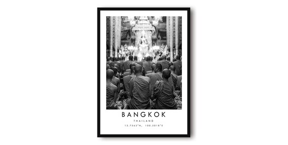 Bangkok Black and White Minimalist Travel Poster