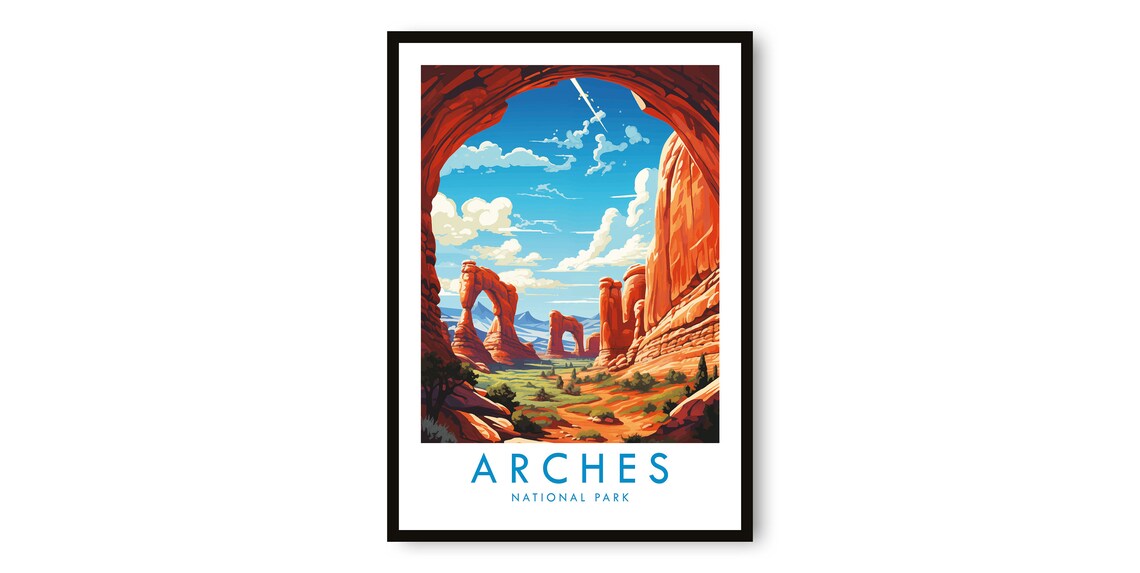 Arches National Park Red Rock Arches Desert Utah Travel Poster