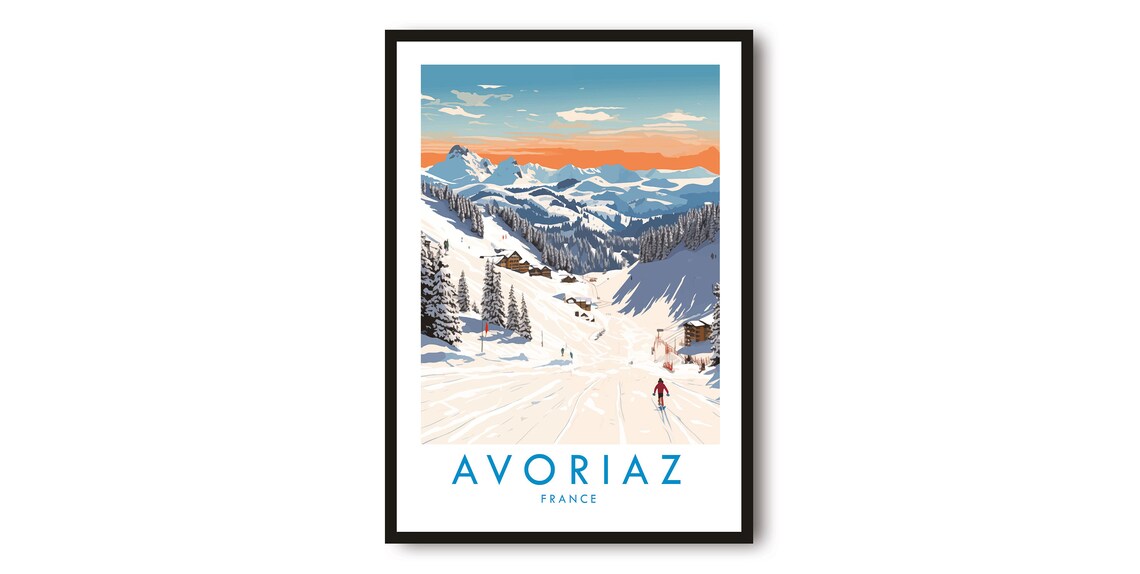 Avoriaz Travel Poster, France Skiing Decor