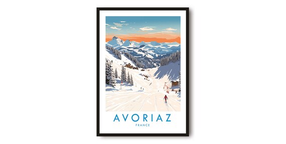 Avoriaz Travel Poster, France Skiing Decor
