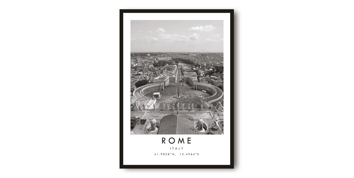 Rome Italy Black And White Cityscape Art Print