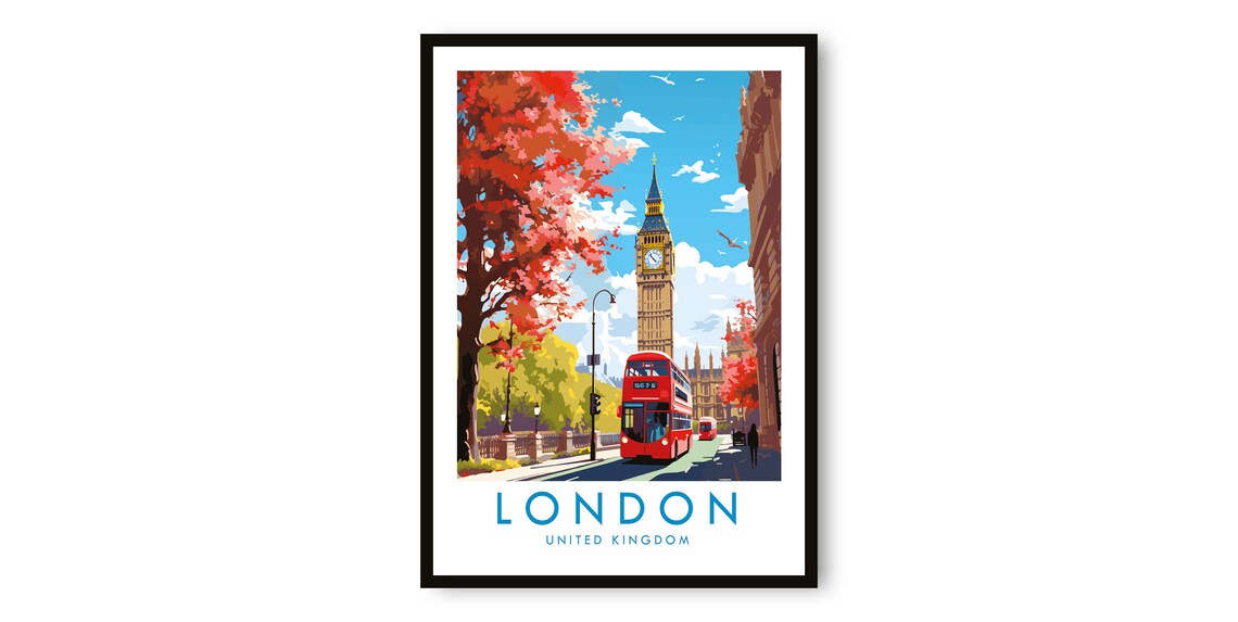 London Travel Poster, United Kingdom Wall Art Print