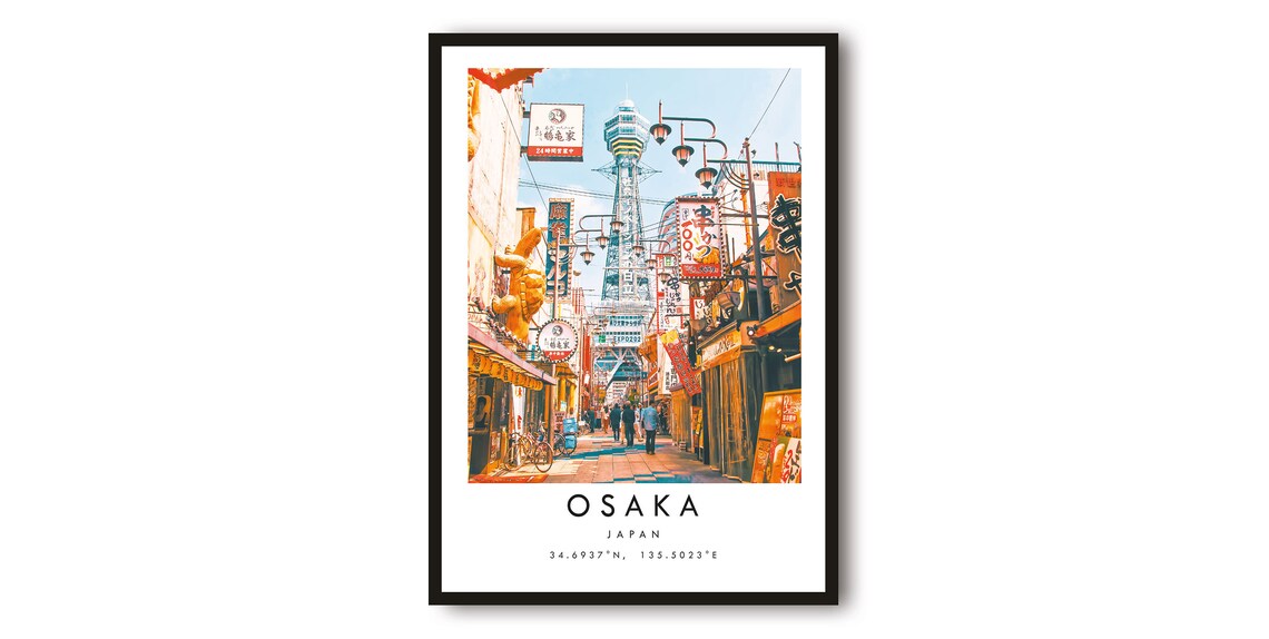 Osaka Minimalist Travel Poster, Japan City Print