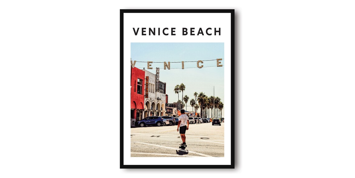 Venice Beach Minimalist Travel Poster, Wall Art Print