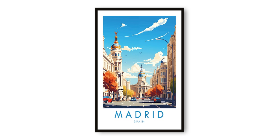 Madrid Spain Vintage Travel Poster, Art Print