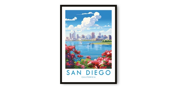 San Diego Travel Poster Skyline Art Print