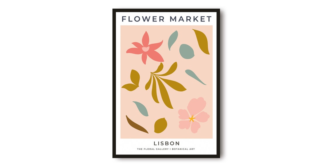 Lisbon Flower Market Soft Coral Blush Pink Botanical Art Poster