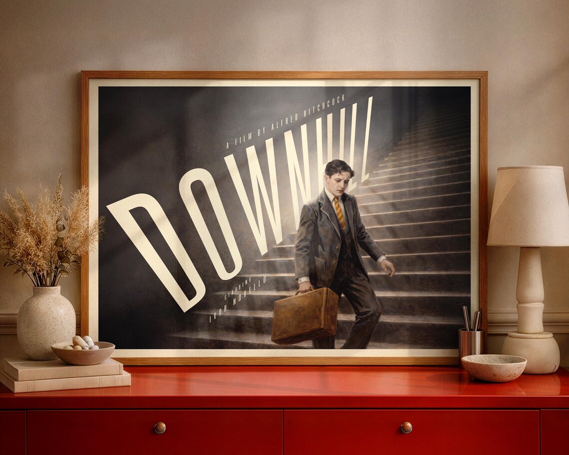 Downhill 1927 Alfred Hitchcock Silent Film Ivor Novello Movie Poster