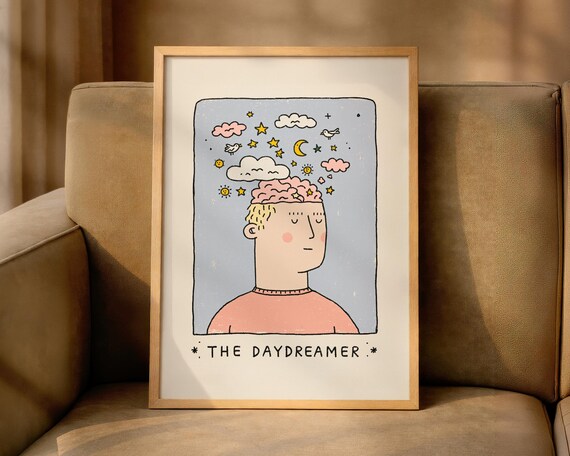 The Daydreamer Whimsical Mental Health Illustration Art Poster