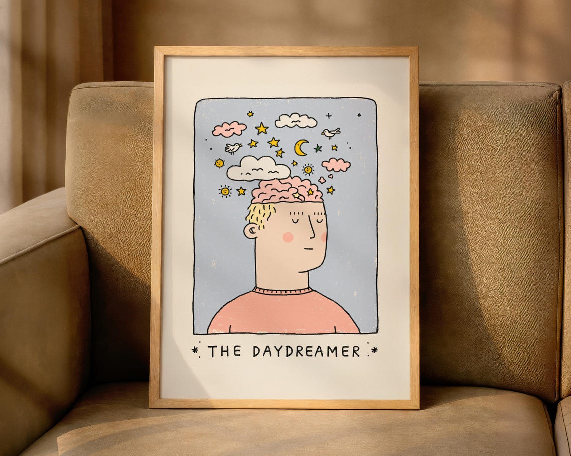 The Daydreamer Whimsical Mental Health Illustration Art Poster