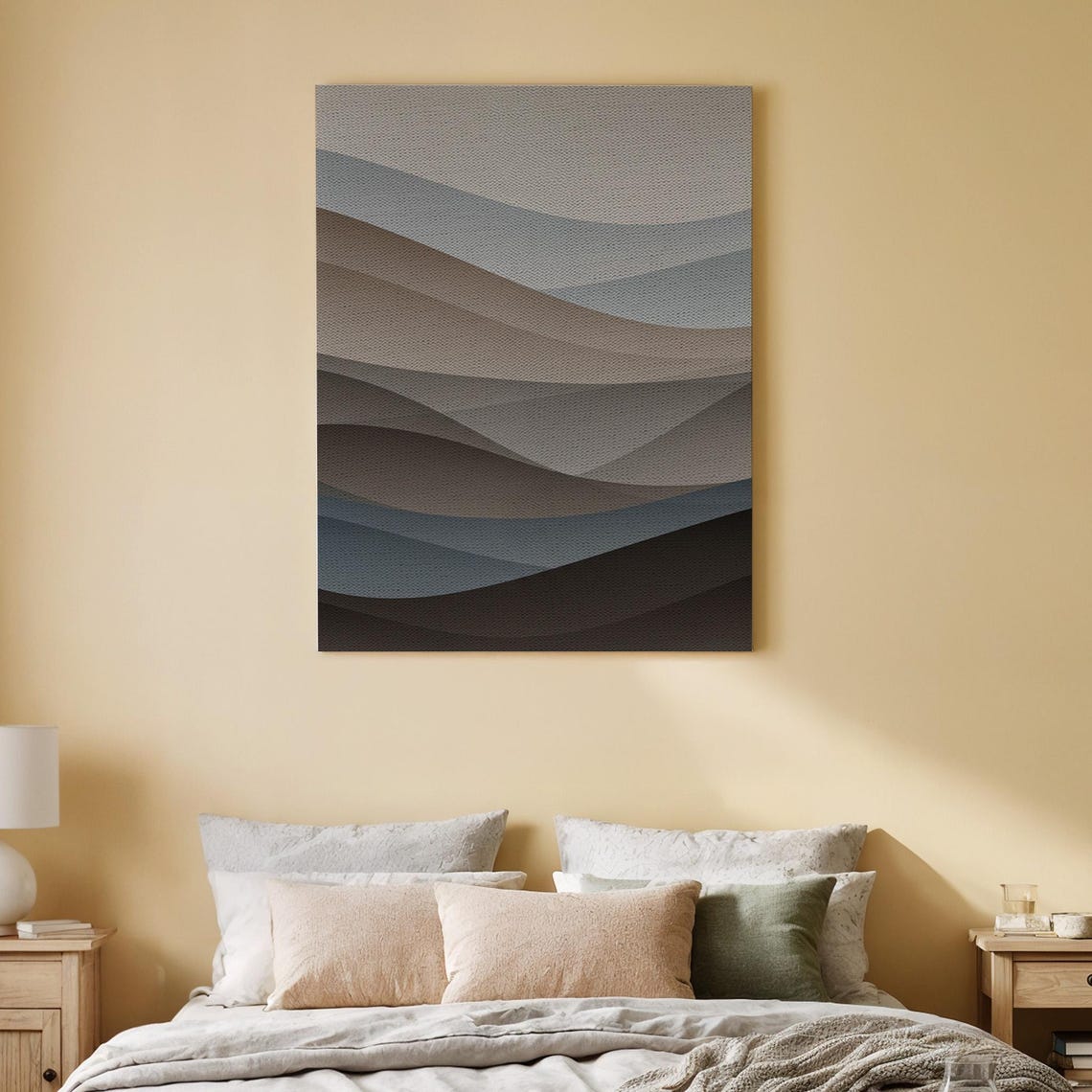 Neutral Waves Canvas Wall Art Minimalist Abstract Lines Print Modern Geometric For Living Room Bedroom Office Or Meditation Space