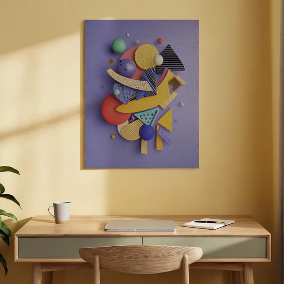 Colorful Geometric Canvas Wall Art Abstract Shapes And Patterns Print Modern Bold Artwork For Living Room Office Decor