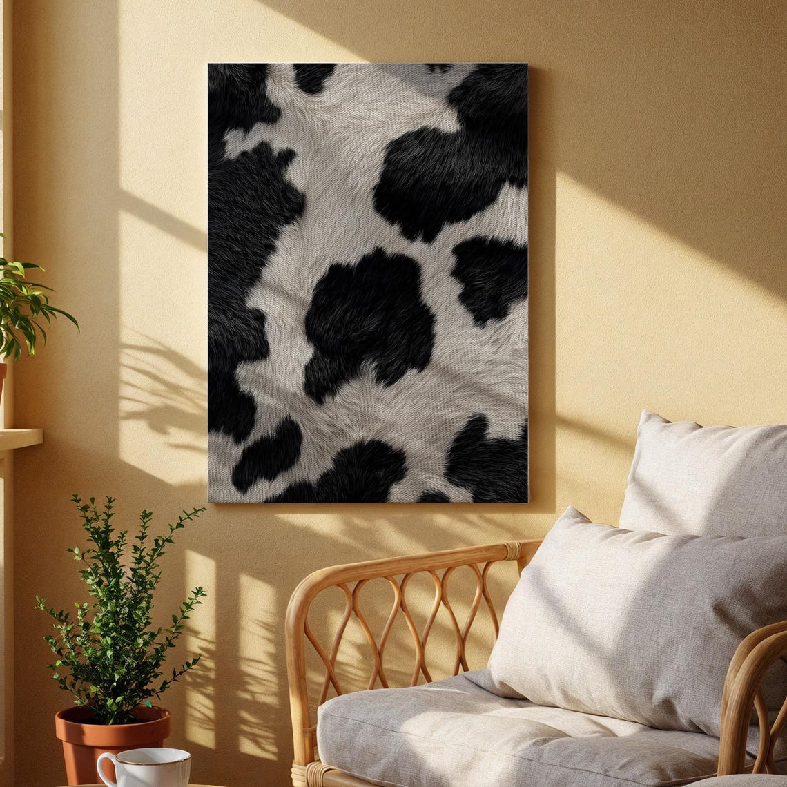 Black and White Cowhide Pattern Modern Farmhouse Animal Poster