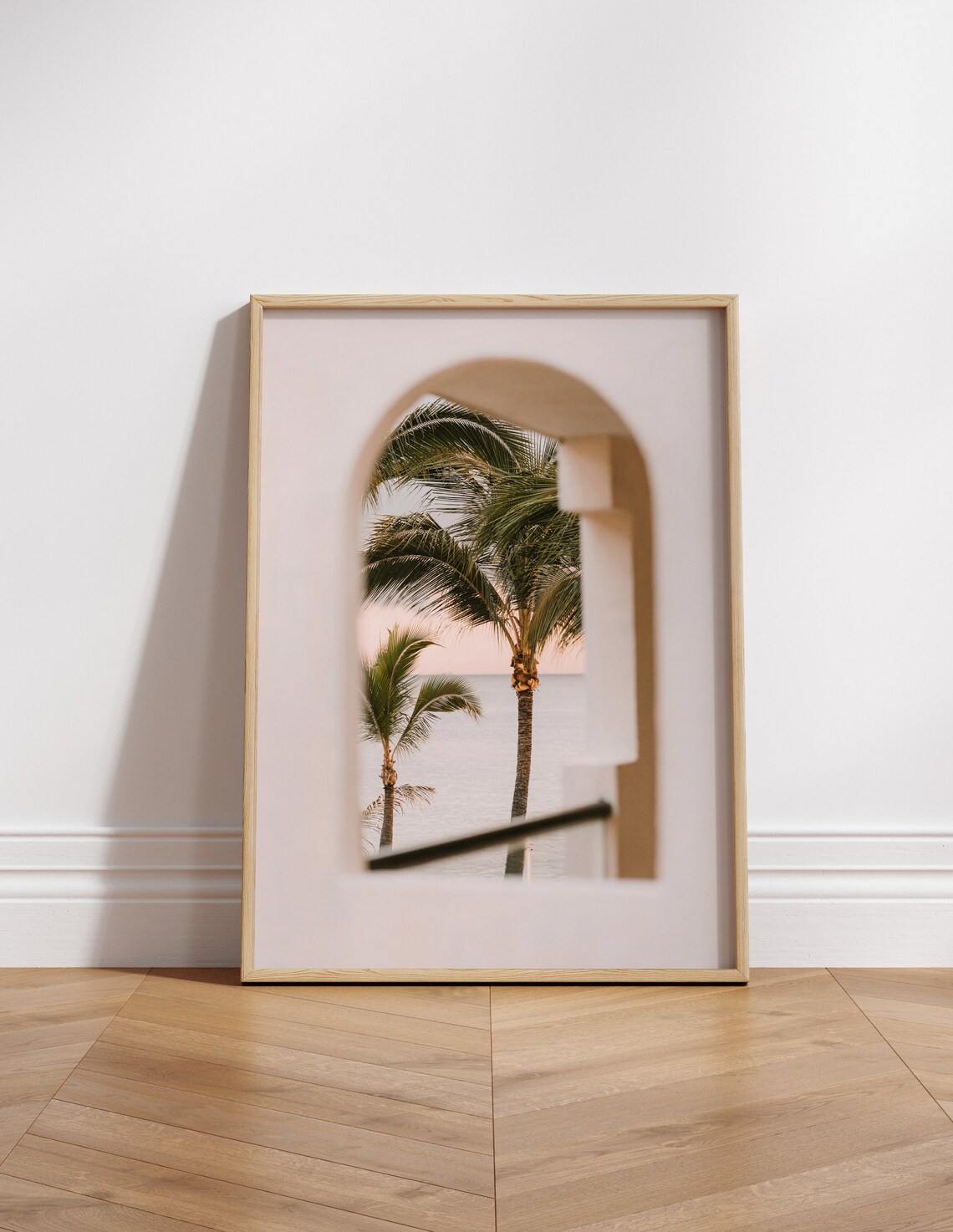 Neutral Palm Tree Art Print, Summer Tropical View
