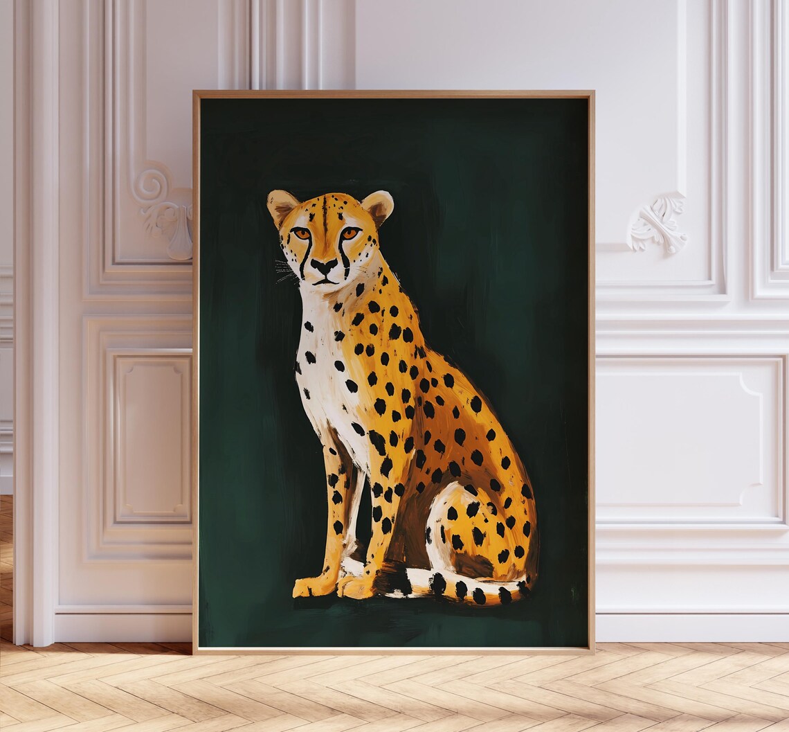 Emerald Green Cheetah Print Maximalist Leopard Wall Art