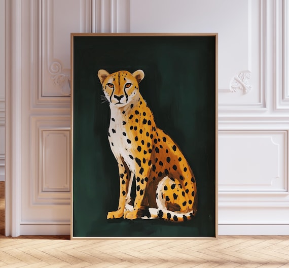Emerald Green Cheetah Print Maximalist Leopard Wall Art
