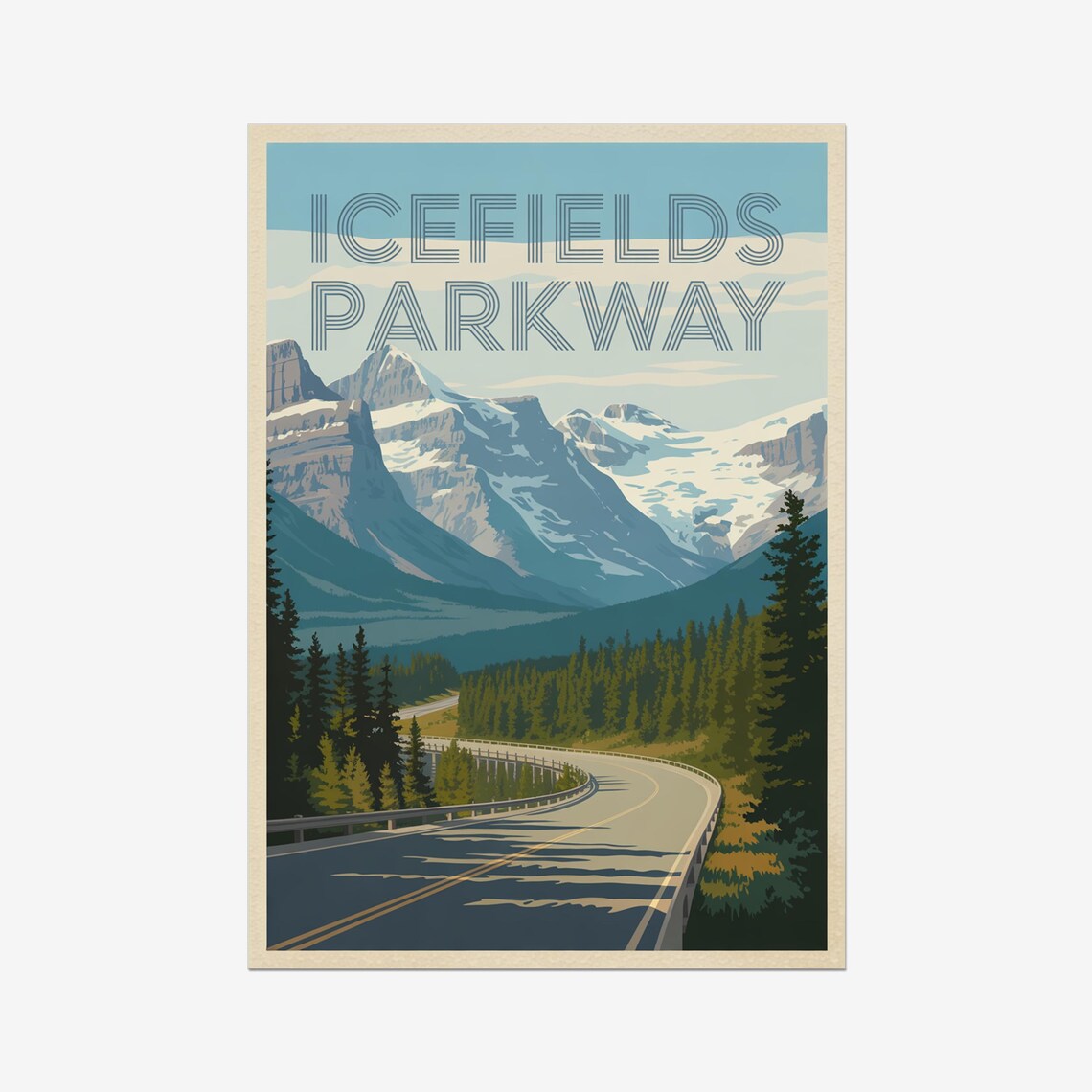 Icefields Parkway Alberta Glacier Highway Vintage Travel Poster