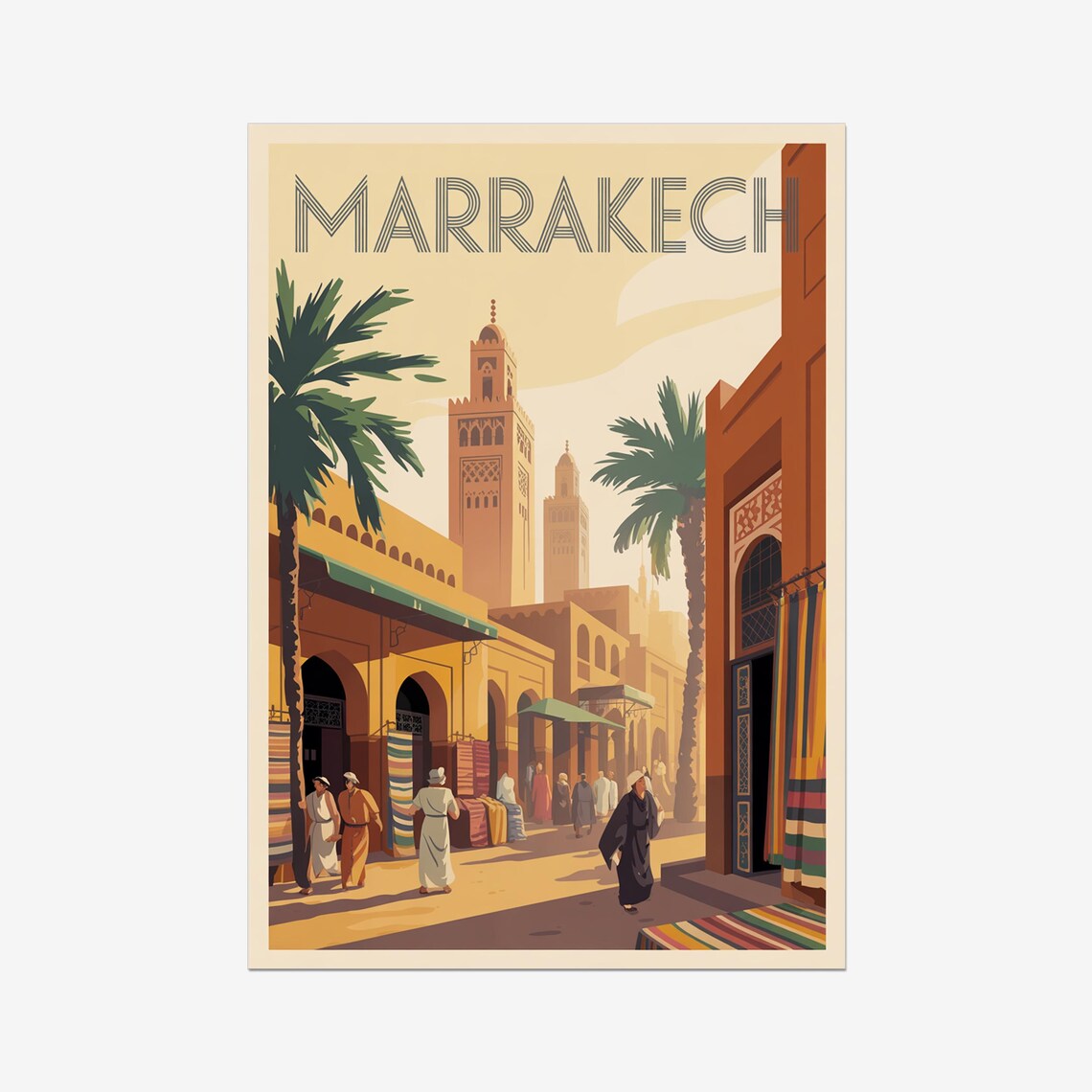 Marrakech Vintage Travel Poster, Morocco Travel Poster