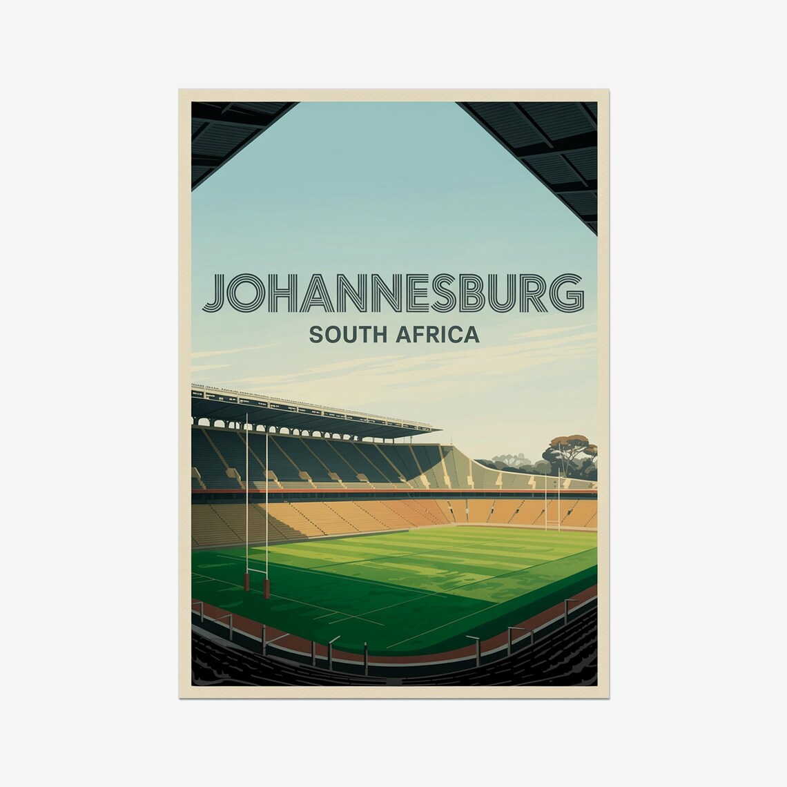 Johannesburg South Africa Rugby Stadium Vintage Sports Poster