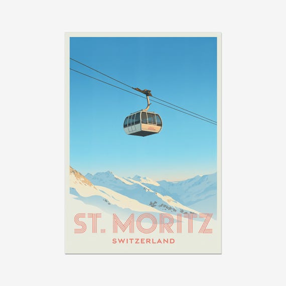St Moritz Vintage Travel Poster Swiss Alps