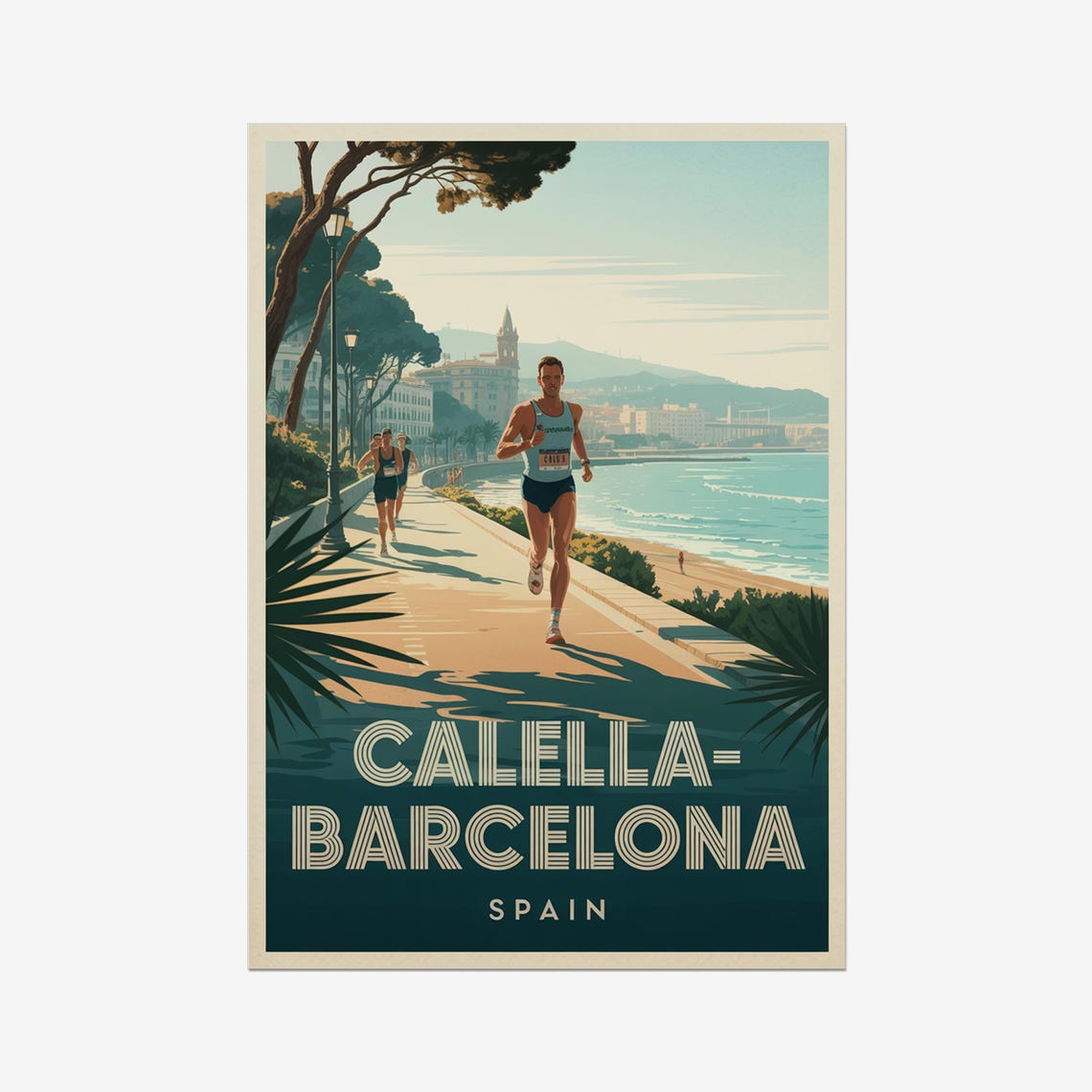 Calella Barcelona Spain Seafront Promenade Run Triathlon Poster