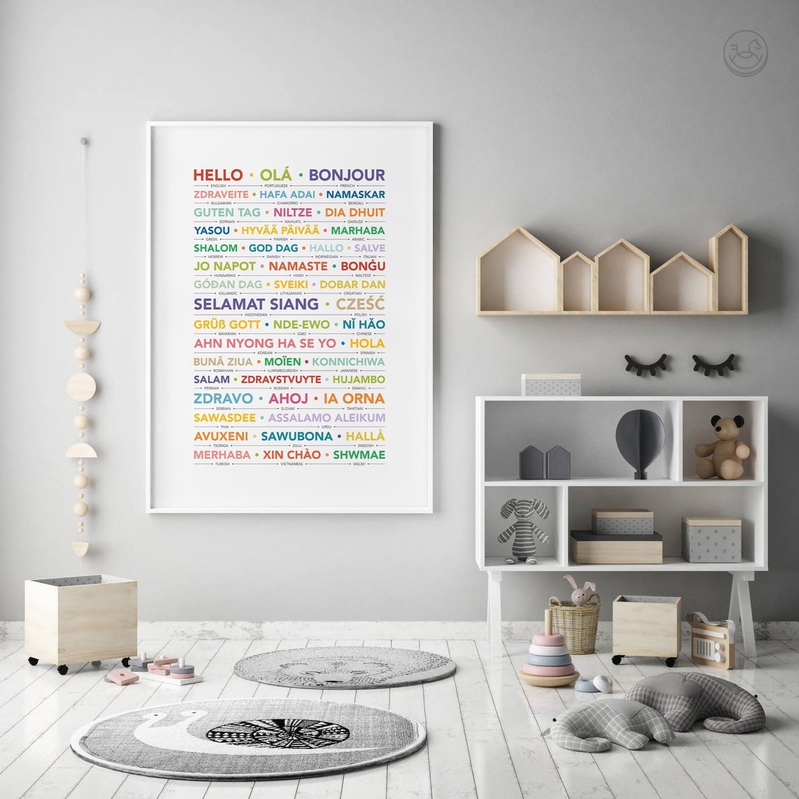 Hello In Many Languages Colorful World Greetings Nursery Poster - Image 3