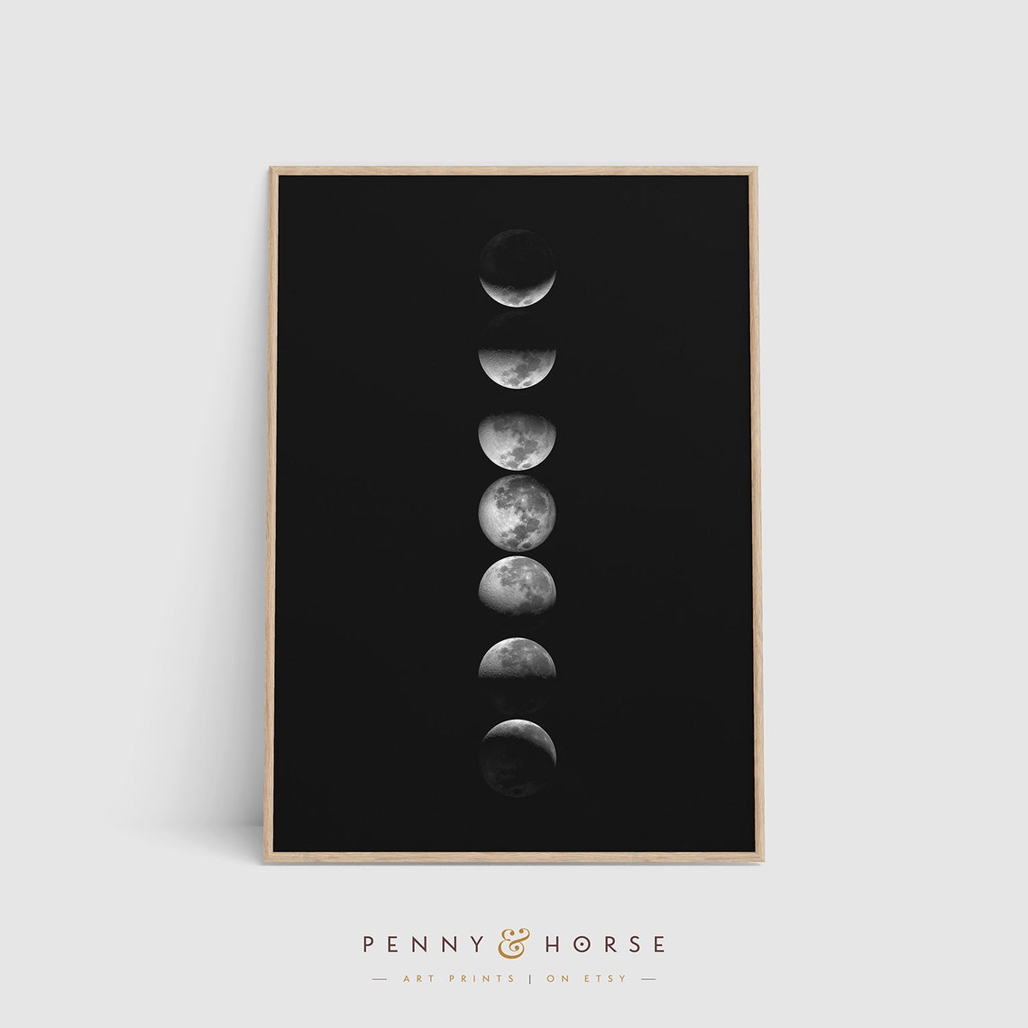 Lunar Phases Vertical Column Black Minimalist Celestial Moon Poster - Image 4