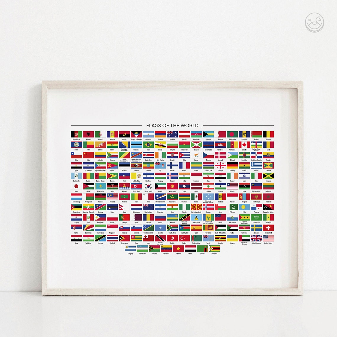 Flags of the World Chart Colorful Country Flags Reference Poster - Image 3