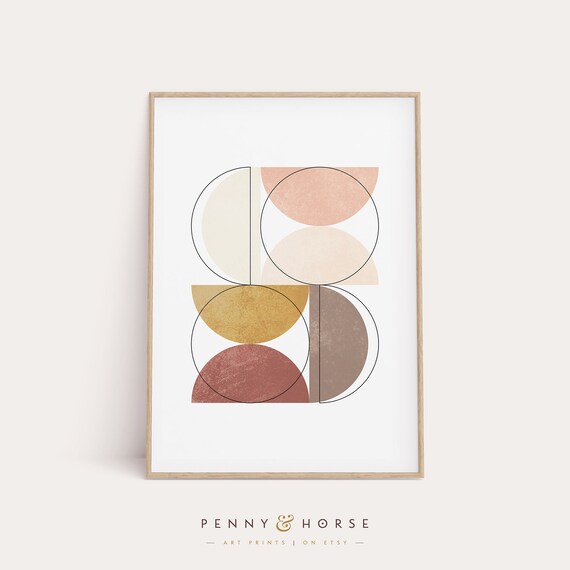 Warm Boho Geometric Wall Art Print Earth Tone Abstract Print Muted Home Decor Neutral Nordic Print Modern Art