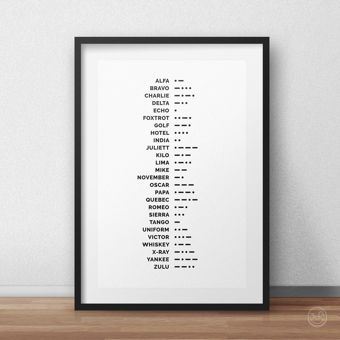 NATO Phonetic Alphabet and Morse Code Minimalist Typography Poster - Image 4
