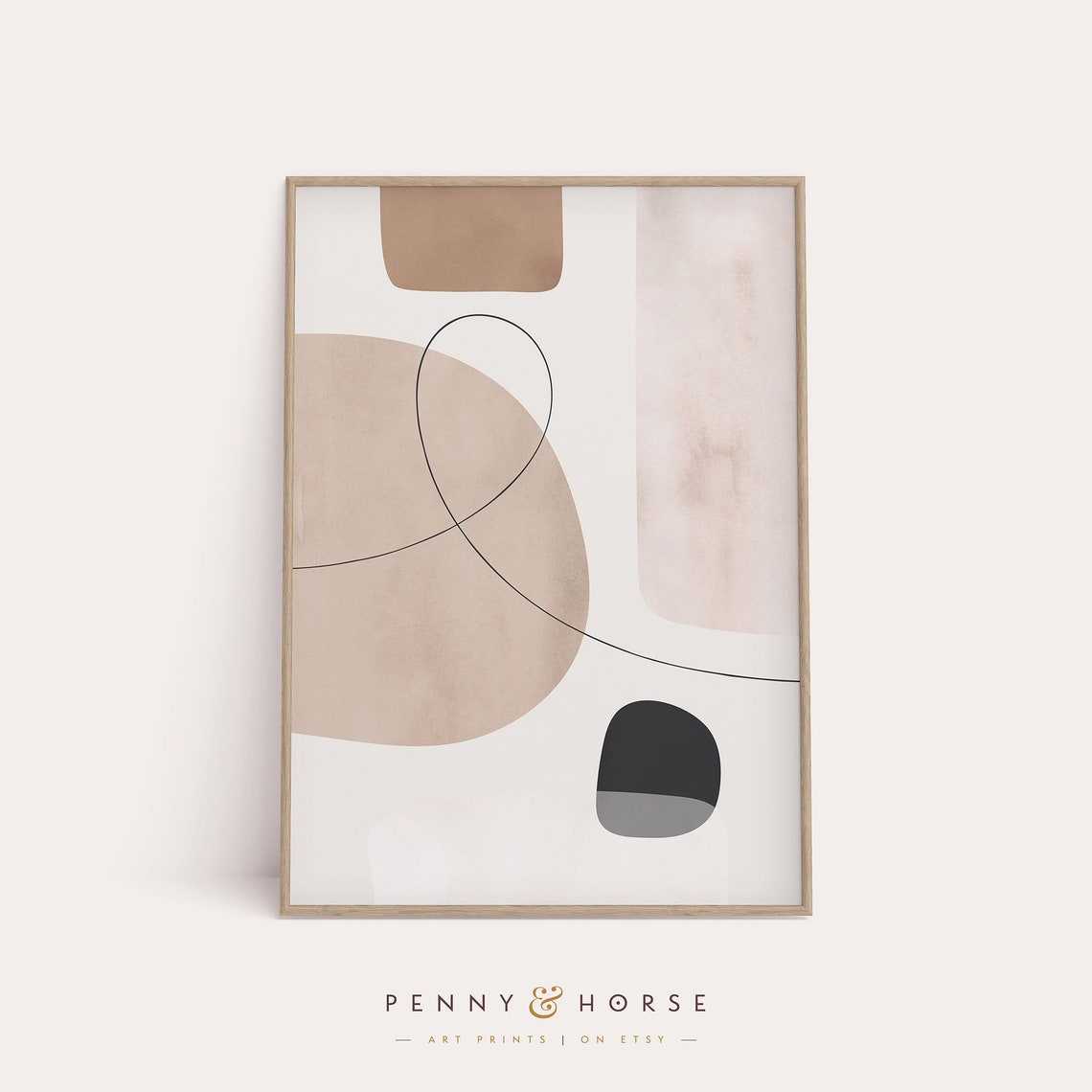 Organic Boho Abstract Shapes Neutral Earth Tone Minimalist Line Poster