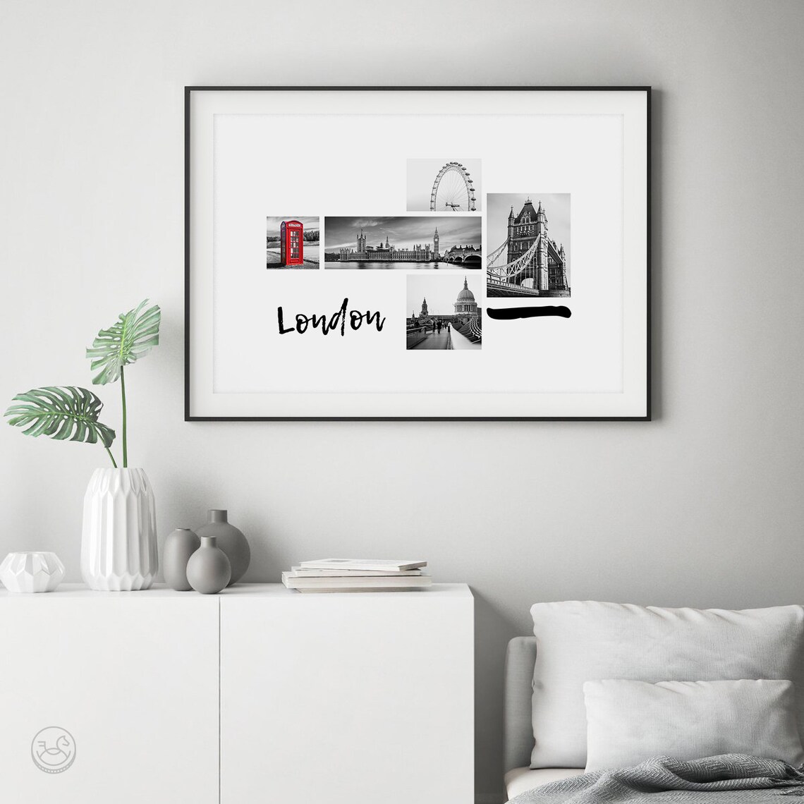 London Landmarks Photo Collage Big Ben Tower Bridge Travel Wall Poster - Image 3