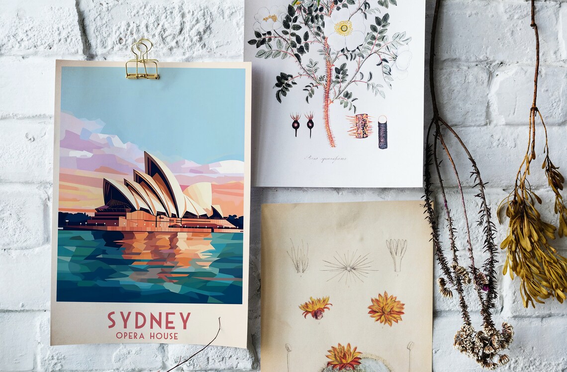 Sydney Opera House Harbor Sunset Teal Modern Art Travel Poster - Image 4