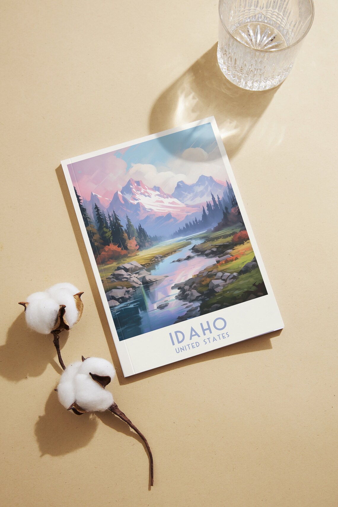Idaho United States Snowy Mountain River Valley Travel Poster - Image 2
