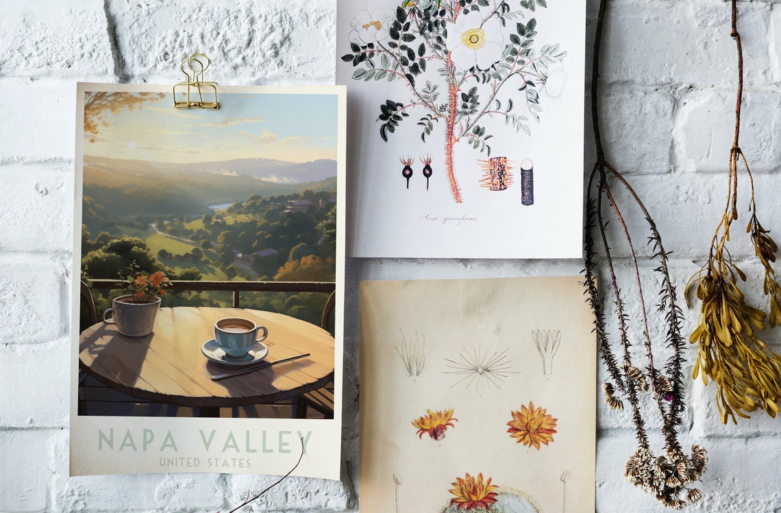 Napa Valley Poster with Sunrise Coffee Overlooking Rolling Hills - Image 4