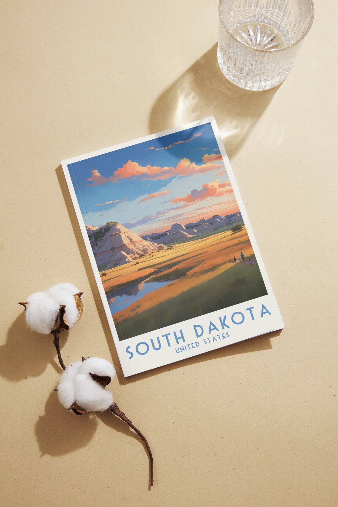 South Dakota United States Striped Buttes Prairie Sunset Travel Poster - Image 2