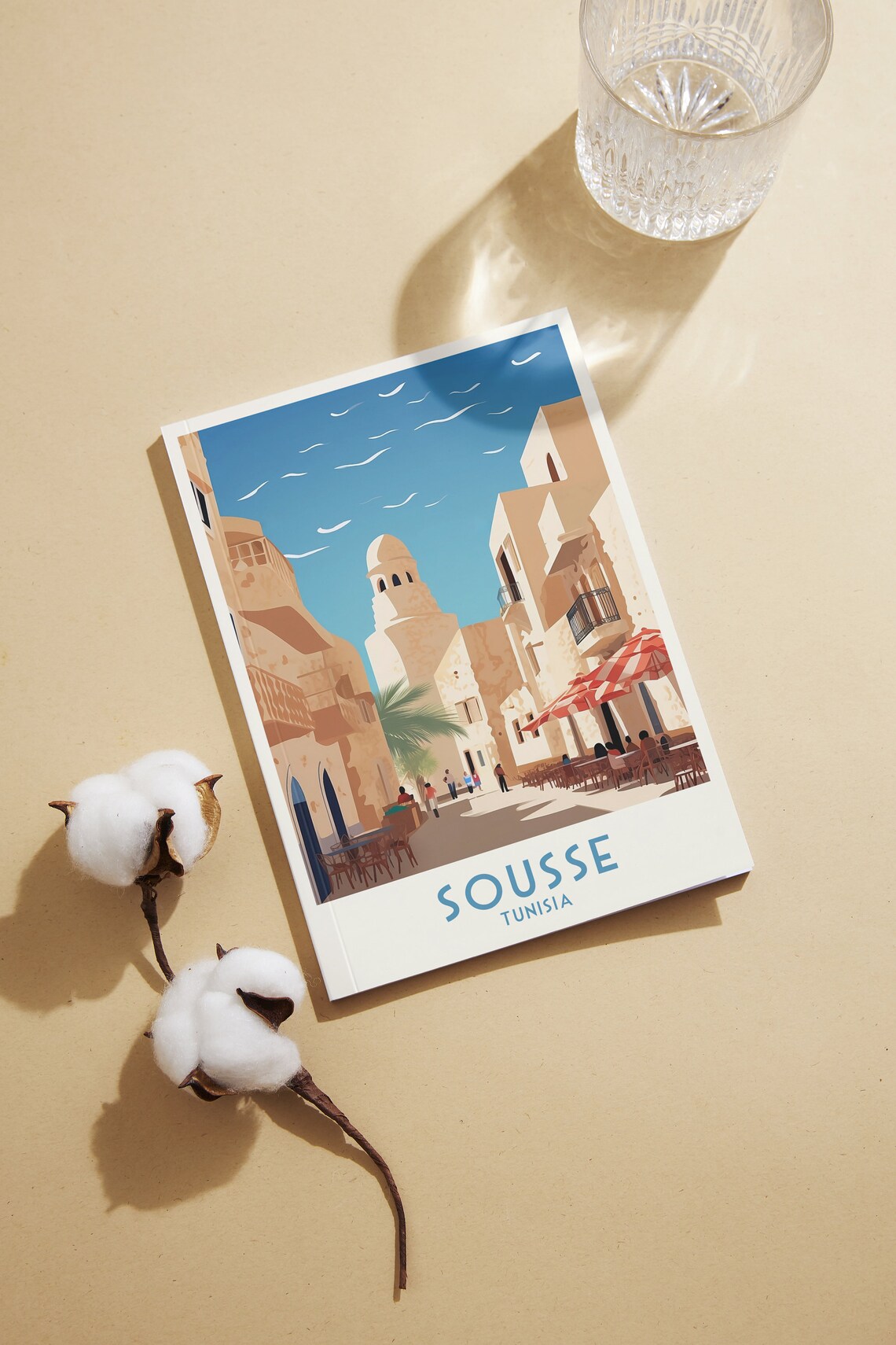 Sousse Tunisia Vintage Medina Old Town Street Cafe Scene Poster - Image 2