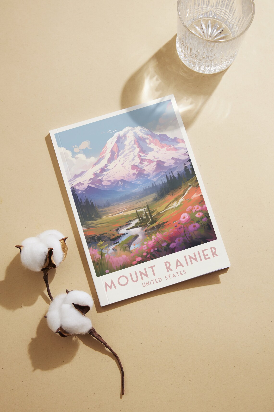 Mount Rainier United States Snow Peak Wildflowers Travel Poster - Image 2