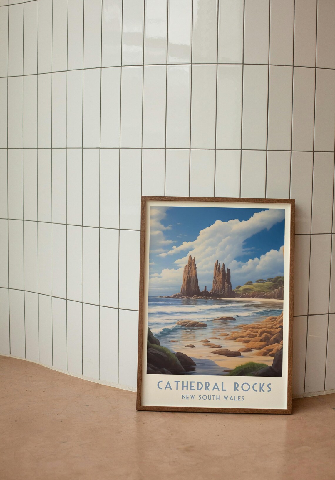 Cathedral Rocks Sea Stacks Beach Scene New South Wales Travel Poster - Image 4