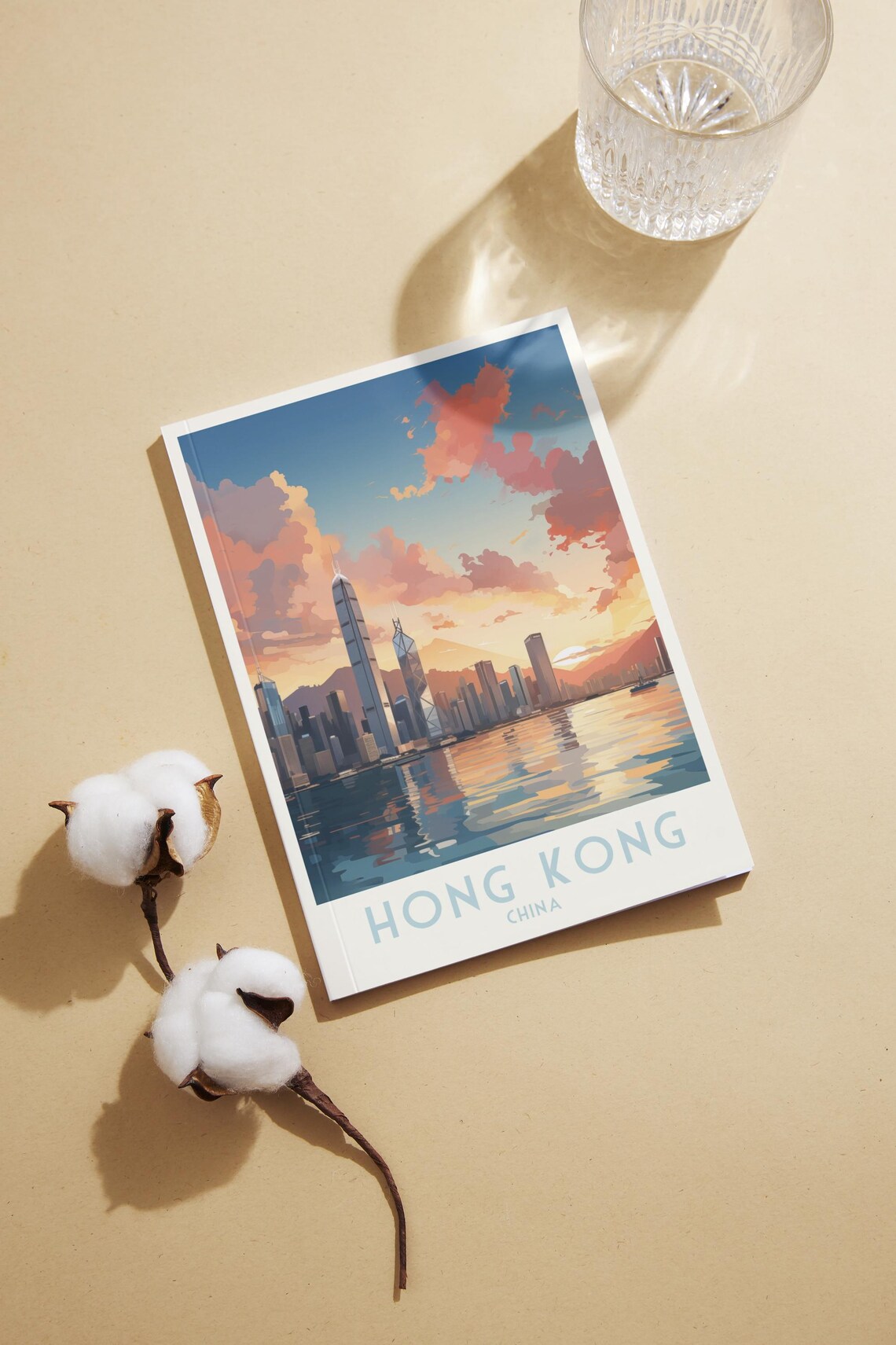 Hong Kong China Victoria Harbour Sunset Skyline Travel Poster - Image 2