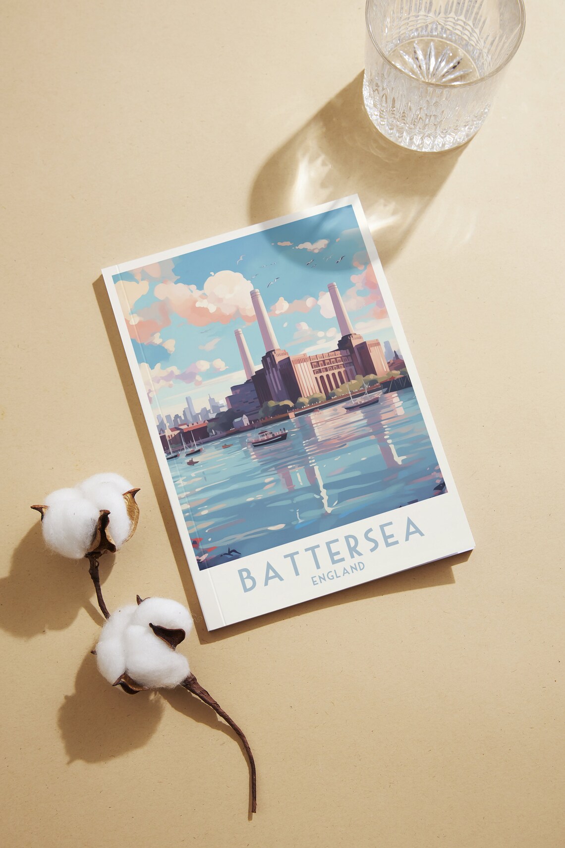 Battersea Power Station on the Thames London Travel Poster Art - Image 2