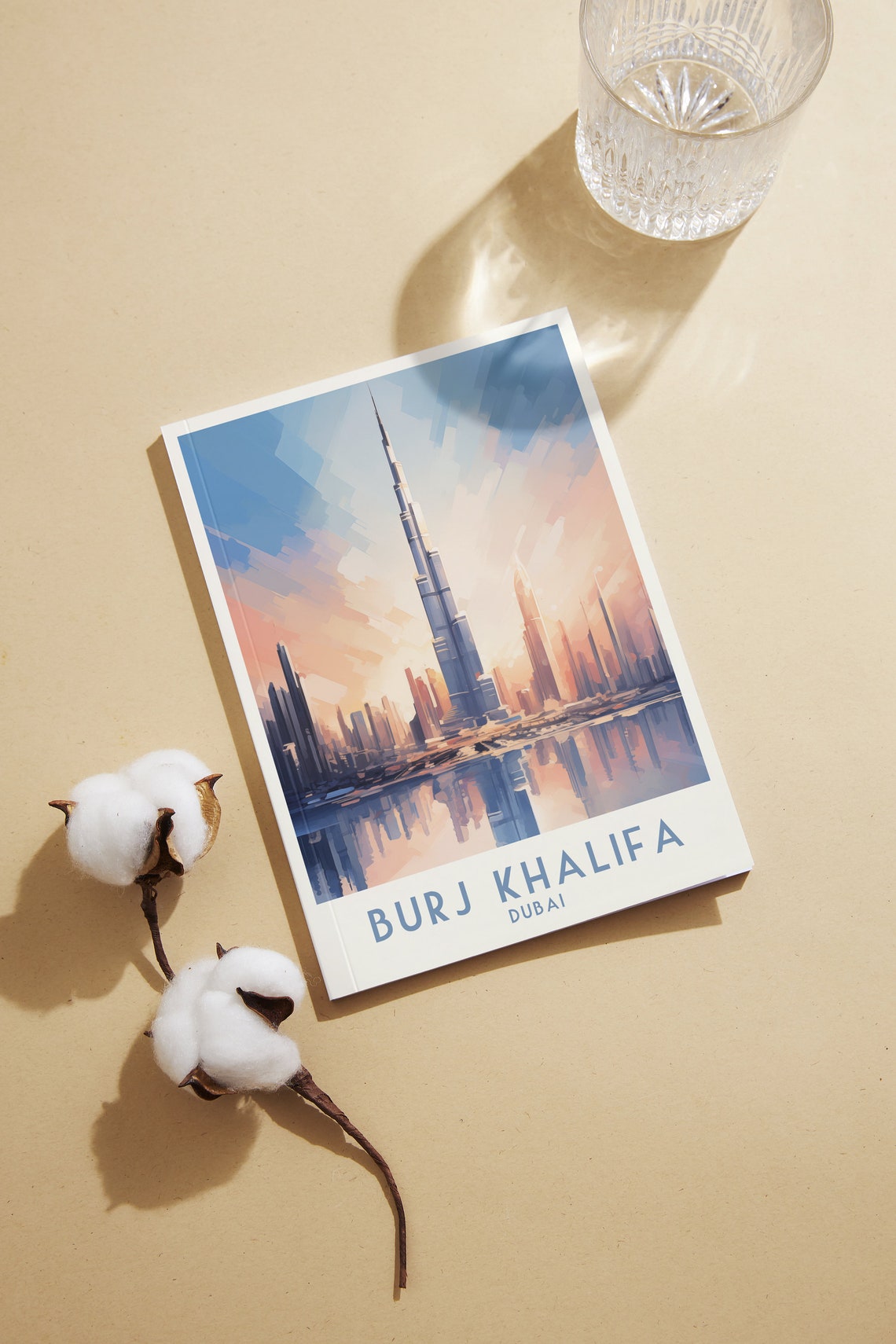 Burj Khalifa Dubai Sunset Skyline Reflections Cityscape Art Poster - Image 2